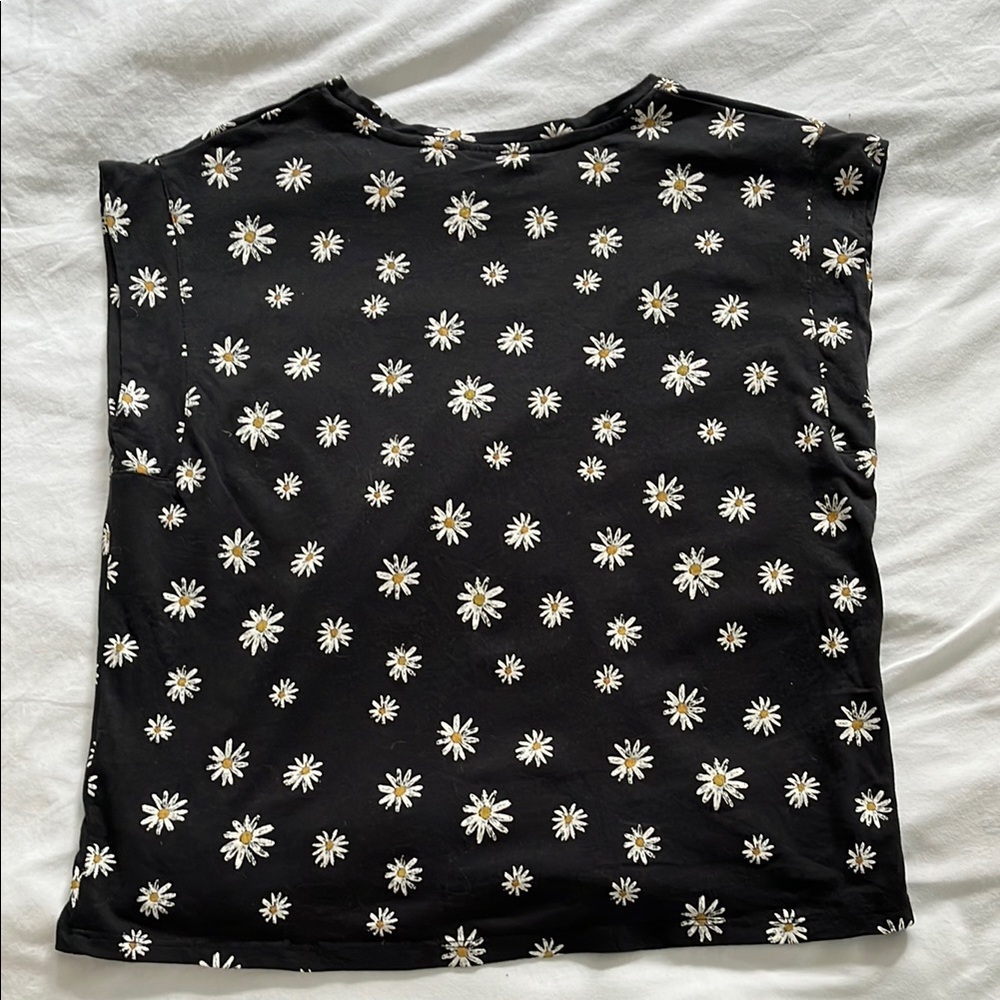 Zara Black and White Short Sleeve Tee with Polka Dot Design